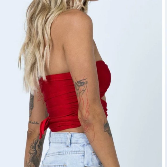 Princess Polly LORIELLA RING DETAIL CROP TOP RED NWT - Picture 8 of 13